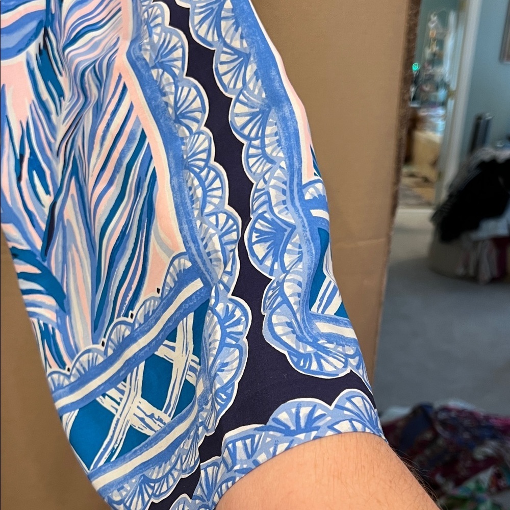 Lilly Pulitzer Blue and Pink Straight Leg Pants, NWOT, M - Picture 3 of 7